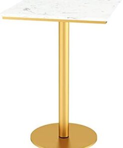 Genérico Mesa Redonda para cócteles, Mesa Redonda para Pub, Mesa Redonda para Bar - 23.6 Pulgadas de mármol Blanco, mesas Altas de bistró para Cocina Familiar con Base de Metal, para 2-4 Personas (3