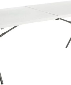 LIFETIME 20105 - Mesa Rectangular Plegable Blanco Efecto Granito 184 x 76 x 73.5 cm