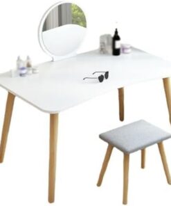 Genérico Tocador con Espejo abatible y Taburete con Ruedas, Luces LED integradas, tocador Moderno con Espejo, tocador Sencillo para Dormitorio, Ideal para Apartamentos pequeños.