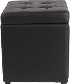 Taburete para pies Cube Asiento de Banco de Almacenamiento otomano de Cuero sintético, Bandeja de Caja de Juguetes con Caja organizadora Superior con bisagra Cofre de puf (Color: N