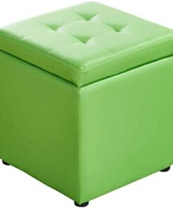 DASHADAO Taburete de pie Cubo de Cuero de imitación Otomana Almacenamiento Banco Puf Asiento, Caja de Juguetes con bisagra Superior Organizador Caja Puf Cofre (Color: Verde, Tamaño: 30x30x3