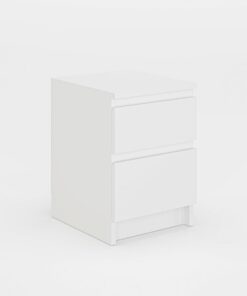 Elegante mesita de Noche Blanca, 35 x 50 x 40 cm, Tablero de partículas 100% melamina, 18 mm de Grosor, Elegante y Funcional