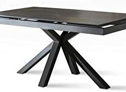 Mesa extensible de 160 a 240 cm, moderna, de comedor, con dos extensiones, parte superior de cerámica sobre cristal templado y patas de metal (Portoro)