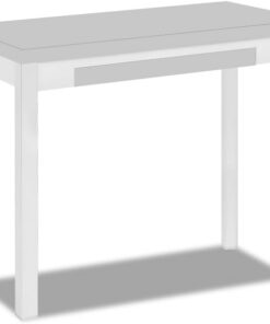 Astimesa - Mesa de Cocina Tipo Libro con Cajón - Mesa con Tapa de Madera Laminada en Color Gris - Estructura Madera Laminada Blanca - Mesa Extensible de 80 x 40 cm a 80 x 80 cm