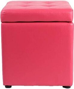 Taburete para pies Cube Asiento de Banco de Almacenamiento otomano de Cuero sintético, Bandeja de Caja de Juguetes con Caja organizadora Superior con bisagra Cofre de puf (Color: N