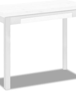 Astimesa - Mesa de Cocina Tipo Libro con Cajón - Mesa con Tapa de Madera Laminada en Color Blanco - Estructura Madera Laminada Blanca - Mesa Extensible de 80 x 40 cm a 80 x 80 cm