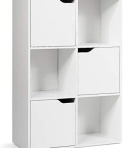 FANTASK Estantería de pie con 6 Compartimentos, 3 Puertas, estantería para Libros, estantería de Oficina Independiente, estantería de Archivos, estantería de Almacenamiento
