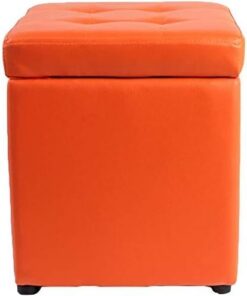 Taburete para pies Cube Asiento de Banco de Almacenamiento otomano de Cuero sintético, Bandeja de Caja de Juguetes con Caja organizadora Superior con bisagra Cofre de puf (Color: N