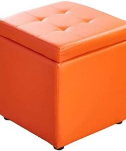 Taburete de pie Cubo de Cuero de imitación Otomana Almacenamiento Banco Puf Asiento, Caja de Juguetes con bisagra Organizador Superior Caja Puf Cofre (Color: Negro, Tamaño: 30x30x3
