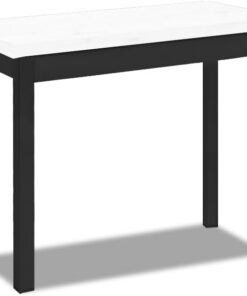 ASTIMESA Mesa de Cocina Extensible de Libro sin cajón - 80x40 cm (80x80 cm) - Estructura Color Negra - Tapa Laminado Color Blanca