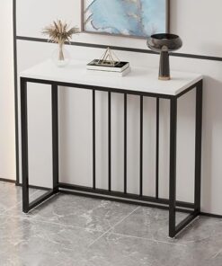 Genérico Mesas Consola con Almacenamiento, Escritorio para Pasillo, Mesa Auxiliar Estrecha, Mesa Consola Rectangular de Madera, Mesa de Entrada contemporánea con Patas de Metal, diseño Que Ahorra ESP