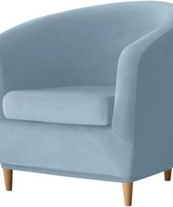 Fundas para Sillón Chesterfield 2 Piezas Terciopelo Fundas para Sillón de Club 1 Plaza Fundas para Sillón Cabriolet de cóctel Elástica Azul Claro
