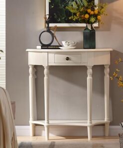 Genérico Mesas Consola con Almacenamiento, Escritorio para Pasillo, Mesa Auxiliar Estrecha, Mesa Consola semicircular - Muebles de Entrada de Madera Maciza con cajón y Estante - Pieza Decorativa Vint