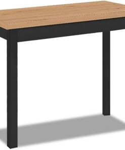 ASTIMESA Mesa de Cocina Extensible de Libro sin cajón - 80x40 cm (80x80 cm) - Estructura Color Negra - Tapa Laminado Color Roble Amazonas