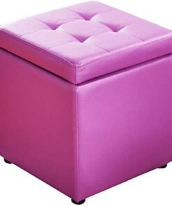 DASHADAO Taburete de pie Cubo de Cuero de imitación Otomana Almacenamiento Banco Puf Asiento, Caja de Juguetes con bisagra Organizador Superior Caja Puf Cofre (Color: A, Tamaño: 30x30x35cm