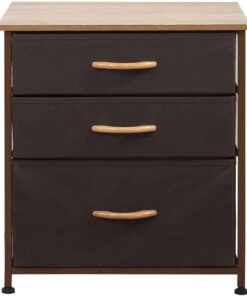 BAKAJI Cajonera móvil Armario Armario 3 estantes Tela Multicolor Bicolor Robusto Resistente Multiusos decoración Oficina Ahorro de Espacio Dimensiones 50 x 50 x 40 cm (marrón)
