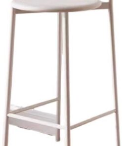 Taburete de Cocina Silla Grande con Patas Altas y Respaldo Forjado, 75 cm(Blanco)