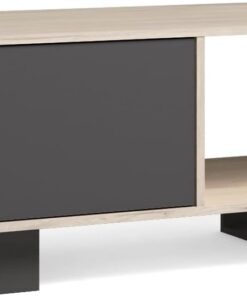 Skraut Home | Mesa de café con puertas | comedor | modelo Wind 92x50x45cm (Chene-Gris)