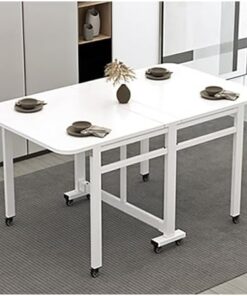 XJBTBA Mesa de Comedor Plegable para Espacios pequeños Mesa de Cocina Extensible de Hoja abatible Mesa Plegable Superior para Comedor Mesa Extensible de Estilo Industrial