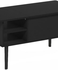 Furinno Jensen Mesa de Centro con Tapa elevable de Patas de Madera con Compartimento Oculto y Estante de Almacenamiento Lateral Abierto para Sala ingeniería, Americano, 45 (D) x 89.9 (W) x 46.2 (H) cm