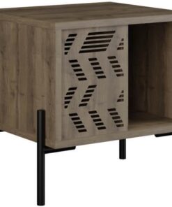 Mesita de Noche Moderna con Patas de Metal, Color Hitit, 45 x 46,6 x 40 cm, 100% melamina, Montaje en Pared, diseño escandinavo