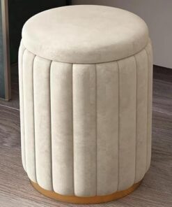 Tocador con almacenamiento, banco redondo de tocador, tapa extraíble para sala de maquillaje y uso en la sala de estar