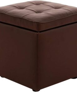 Taburete otomano Banco de Almacenamiento Sofá para niños Taburete Reposapiés Cubo Cuadrado Muebles de Cuero para el hogar Dormitorio, 5 Colores (Color: Marrón, Tamaño: 31X31X35CM)