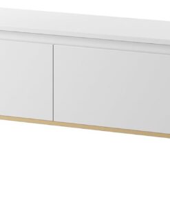 Selsey Mueble De TV Mesa De TV 2 Puertas 150 cm con Patas Doradas para Salón Dormitorio Blanco Bemmi