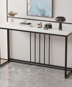 Genérico Mesas Consola con Almacenamiento, Escritorio para Pasillo, Mesa Auxiliar Estrecha, Mesa Consola de Madera, Mesa Auxiliar contemporánea con Patas de Metal, diseño Que Ahorra Espacio para Sala