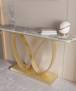 Mesas Consola con Almacenamiento, Escritorio para Pasillo, Mesa Auxiliar Estrecha, Mesa Consola con Almacenamiento, Mesa Auxiliar para sofá con Patas geométricas de Metal, Mesa de Entrada pa