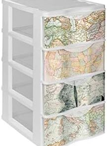 DRW Cajonera 4 cajones PVC mapamundi 40x38x64 cm