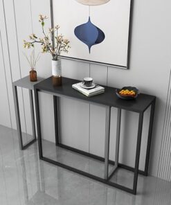 Genérico Mesas Consola con Almacenamiento, Escritorio para Pasillo, Mesa Auxiliar Estrecha para Pasillo, Mesa Consola Estrecha para Entrada, Tablero Extensible, Mesa de Bar Moderna de Metal, Escritor