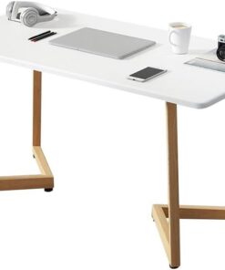 Genérico Mesa de Ordenador portátil de Madera Maciza de Lujo - Escritorio de Oficina y Gaming Resistente con Almohadillas Antideslizantes, fácil de Montar para Oficina en casa, Acabado Nogal Negro, 1