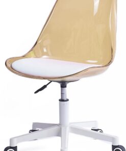 Shally Dogan Silla de Escritorio con 5 Ruedas giratorias, Respaldo Transparente de Polipropileno, sillón ergonómico con Asiento Acolchado de Alta Densidad, Ideal para Dormitorio, Oficina, hogar