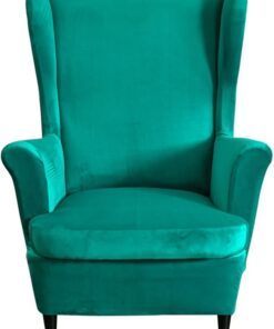 Fundas de sillón orejero elástica 1 Plaza Funda para sillas de Orejas 2 Piezas Fundas para sillas con Respaldo de alas(Azul)