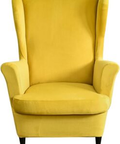 Fundas de sillón orejero elástica 1 Plaza Funda para sillas de Orejas 2 Piezas Fundas para sillas con Respaldo de alas(Amarillo)