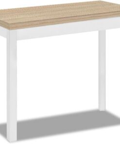 Mesa de Cocina Extensible de Libro sin cajón - 80x40 cm (80x80 cm) - Estructura Color Blanca - Tapa Laminado Color Roble Claro