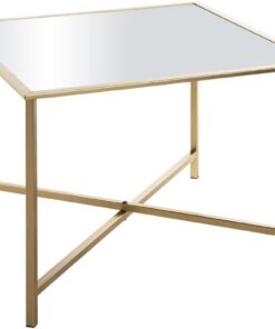 HAKU mesita Auxiliar Oro Metal Espejo 5 mm Mesa de sofá Mesa de Centro Cuadrada - Dim.: An 60 x Al 45 x P 60 cm Estilo: Art Déco