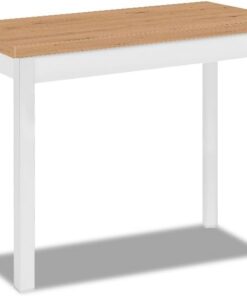ASTIMESA Mesa de Cocina Extensible de Libro sin cajón - 80x40 cm (80x80 cm) - Estructura Color Blanca - Tapa Laminado Color Roble Amazonas