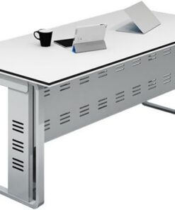 Mesa ordenador Elegante escritorio Boss for muebles de oficina: escritorio individual espacioso con una mesa grande blanca y un amplio espacio inferior for el hogar o el trabajo Escritorio gaming(140x