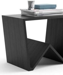 MOBILI FIVER, Mesa de Centro Emma, Color Madera Negra, mesita salón, mesita Auxiliar Baja, Made In Italy