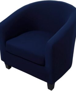 Highdi Funda de Sillón Chesterfield 2 Piezas, Cubre Sofá de 1 Plaza Elásticas Lavable Antideslizantes, Fundas Protector de Butaca para Contador, Dormitorio (Color sólido - Azul Oscuro)