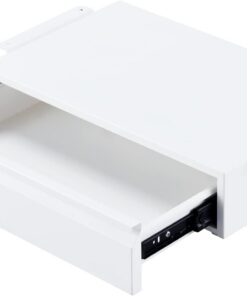 Cajón metálico para debajo del escritorio, color blanco con gran extensión deslizante, organizador de almacenamiento extraíble montado debajo de mesa plana de madera o banco de trabajo