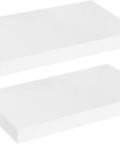 HOOBRO Estante Flotante, Juego de 2 Estantes de Pared, Repisa para Colgar con Soportes Invisibles de 40 cm, para Cuarto de Baño, Dormitorio, Aseo, Cocina, Oficina, Blanco EWT40BJ01