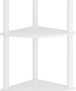 IBUYKE 5 Tier Corner Shelf Stand,Industrial Corner Display Rack,Corner Bookshelf for Living Room, Bedroom, Kitchen, Home Office, White WBC010W | Estantería esquinera para sala de estar, dormitorio, cocina, oficina en casa