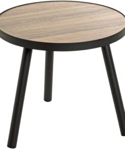 HAKU Mesa Auxiliar Roble, Negro, MDF, Metal - Dim.: AL 36 cm x diámetro 40 cm, Estilo: Moderno
