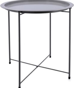 Mesa Auxiliar Acero Moa de Hierro 46,80x46,80x50,20cm | Gris, Hierro, 46,80x46,80x50,20cm