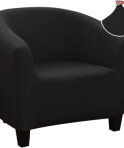 Jaotto Funda de Sillón Elásticas Chesterfield, 1 Pieza Cubre para Sillón Ajustable Universal Extraíbles Lavables, Funda de Sofá de Butacas para Recepción Hotel Sala de Estar(Negro,1 Pieza)