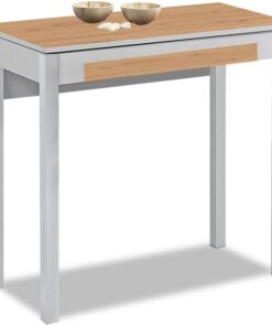 Astimesa - Mesa de Cocina Extensible - Minimalista - Estructura metálica - Superficie en Cristal Color: Amazona. Medidas: 80 cm x 40 cm. Medida Extensible: 80 cm x 60 cm