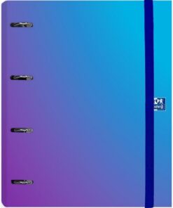 Oxford, Europeanbinder Polyfoam, Archivador de 4 anillas A4+, Gradient, Incluye Recambio Cuadrícula 5X5, Pizarra Write&Erase y Pegatinas, Color Azul